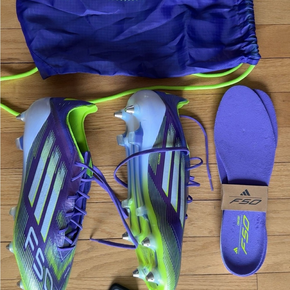 Adidas F50 Cleats in Purple and Lime